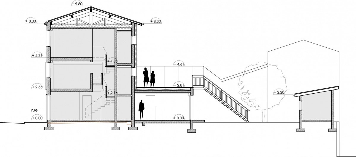 Extension et rnovation thermique en ville : DET 185 RUE DANDICOLLE COUPE  AA 50