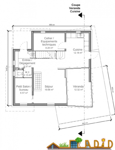 La maison               'Coin au soleil' : Plan RdC