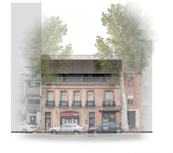 Surélévation à Toulouse - Quartier Saint Cyprien : Façade Laclef 