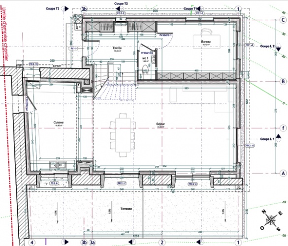 Intgration d'une maison neuve dans une ferme dsafecte : 13-027 - PRO-DCE - PLAN RDC