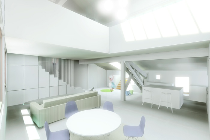 Surélévation à Toulouse - Quartier Saint Cyprien : esc fers plats blancs copie