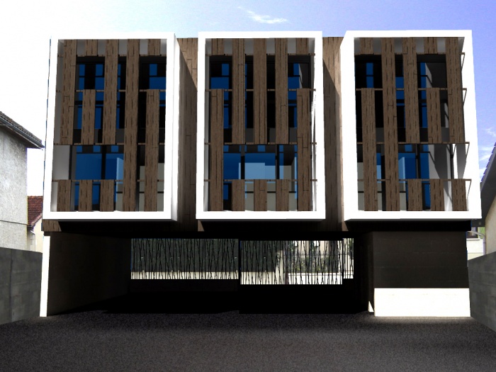 Création de 3 appartements T2 duplex : vue de la cours