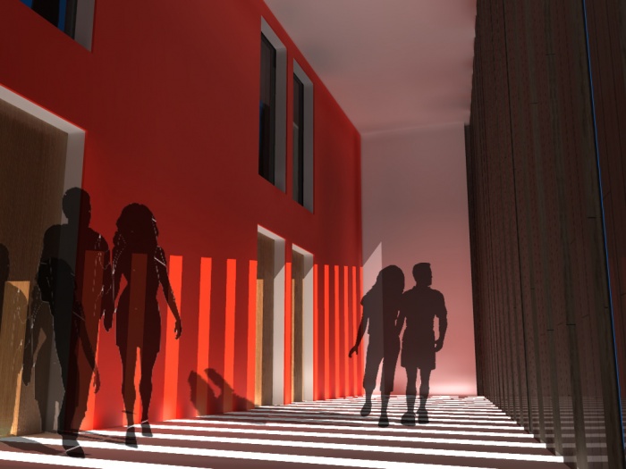Création de 3 appartements T2 duplex : vue de l'espace commun