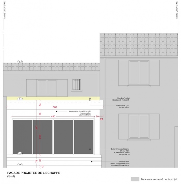 Extension d'une maison de ville : Faade - Projet