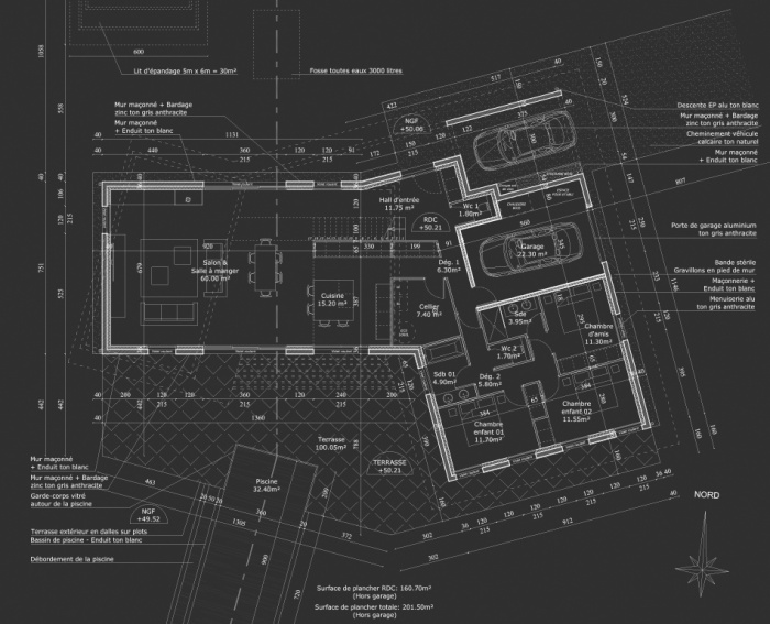 Maison  auvents : Plan RDC