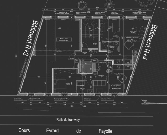 Construction d'un immeuble neuf  Bordeaux : Plan R+1