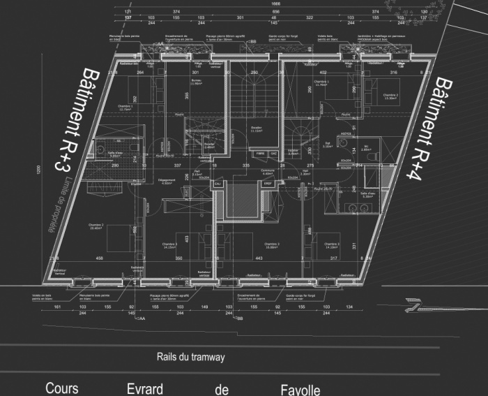 Construction d'un immeuble neuf  Bordeaux : Plan R+3