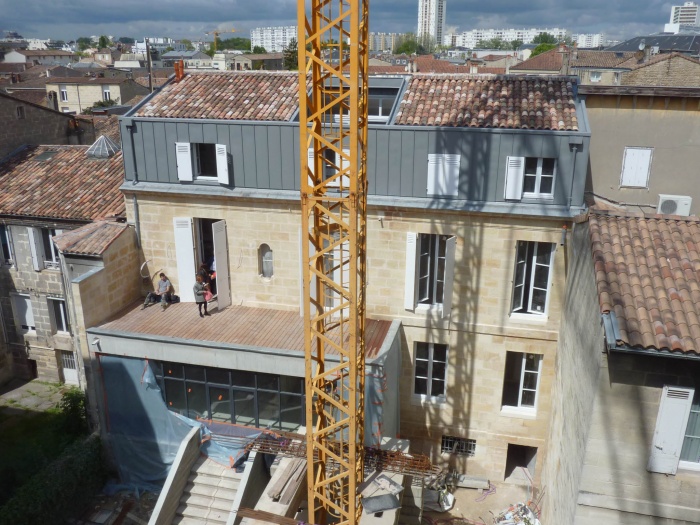 Réhabilitation, surélévation et extension d'un immeuble à Bordeaux : Vue aérienne